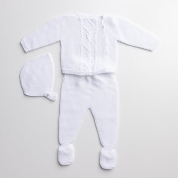Cruzado Three Piece Knitted Outfit for Newborns – 100% Organic Cotton (Available in 3 Colors)