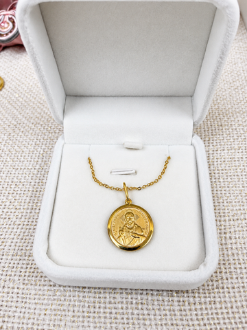 24K Gold-Plated Necklace with Gold Medallion (1.8 cm)