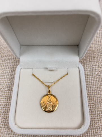 24K Gold-Plated Necklace with Gold Medallion (1.6 cm)