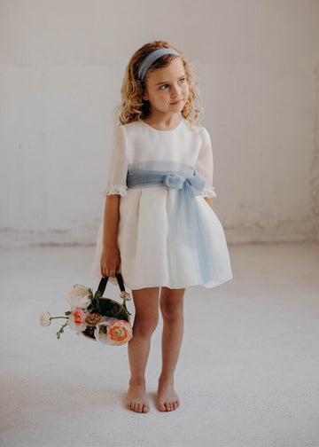 Cortejo Girls' Dress - Esterilla Fina (Azul Oceano)