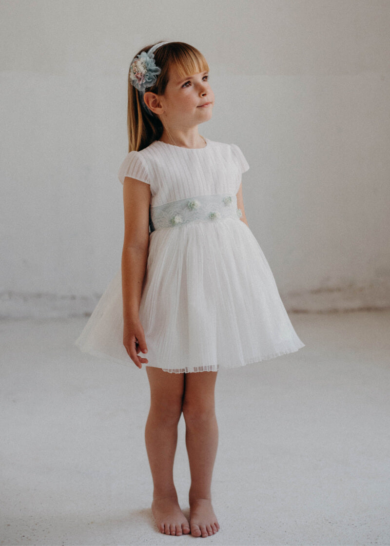 Cortejo Girls' Dress - Tul Plisado (Aguamarina)