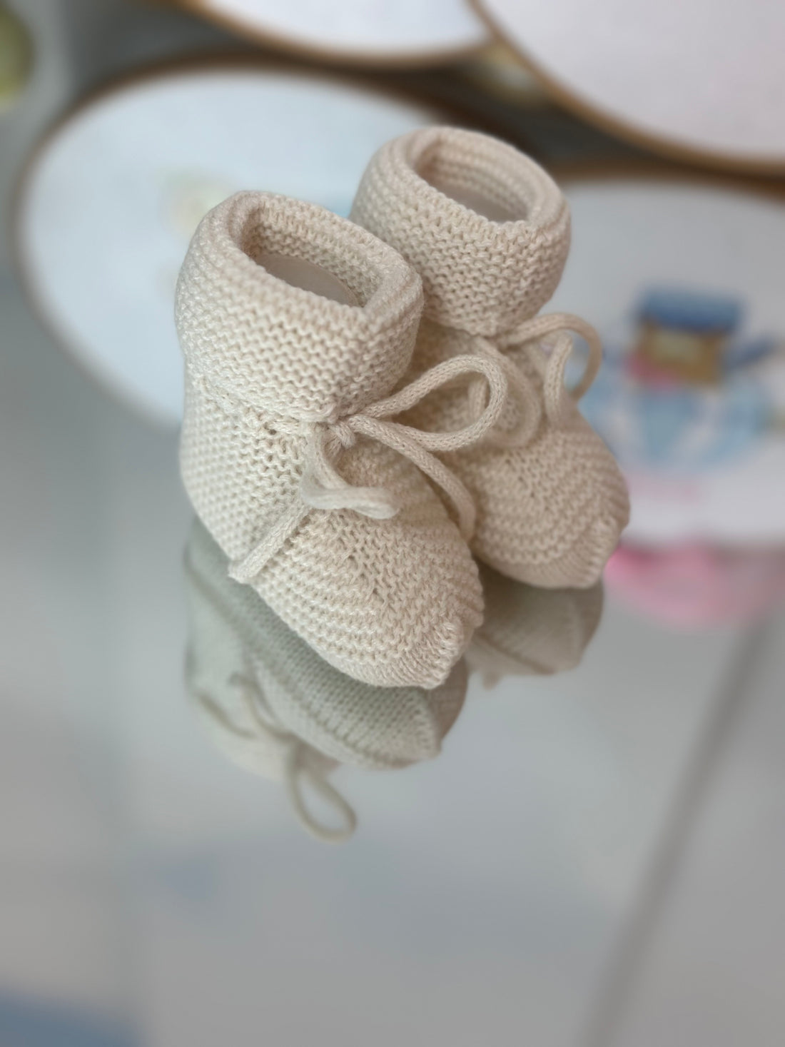 Baby Knit Booties in Natural Beige – PA47 (NB)