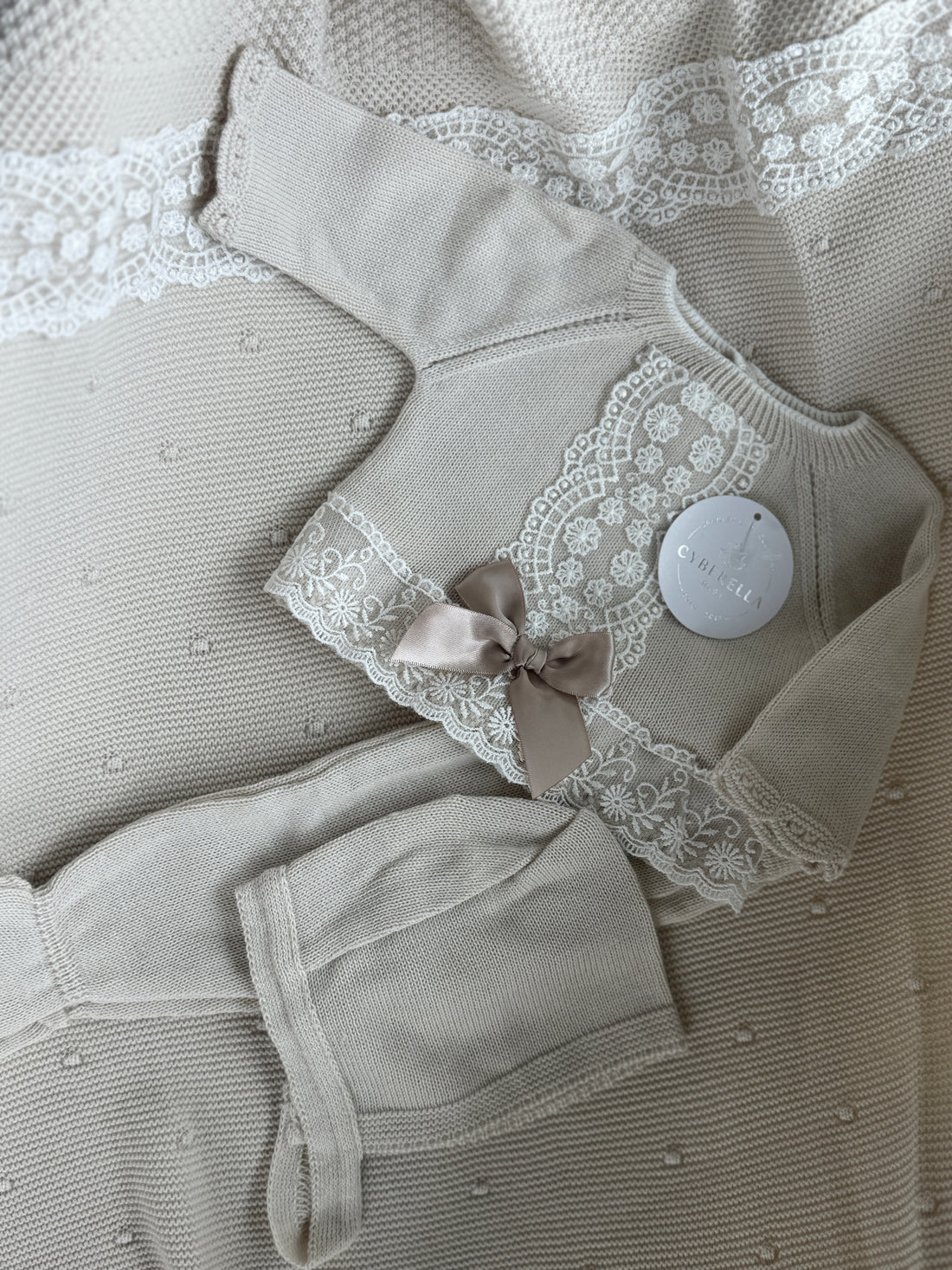 Light Brown Grace in Lace – 4-pc Knit Set #C8007