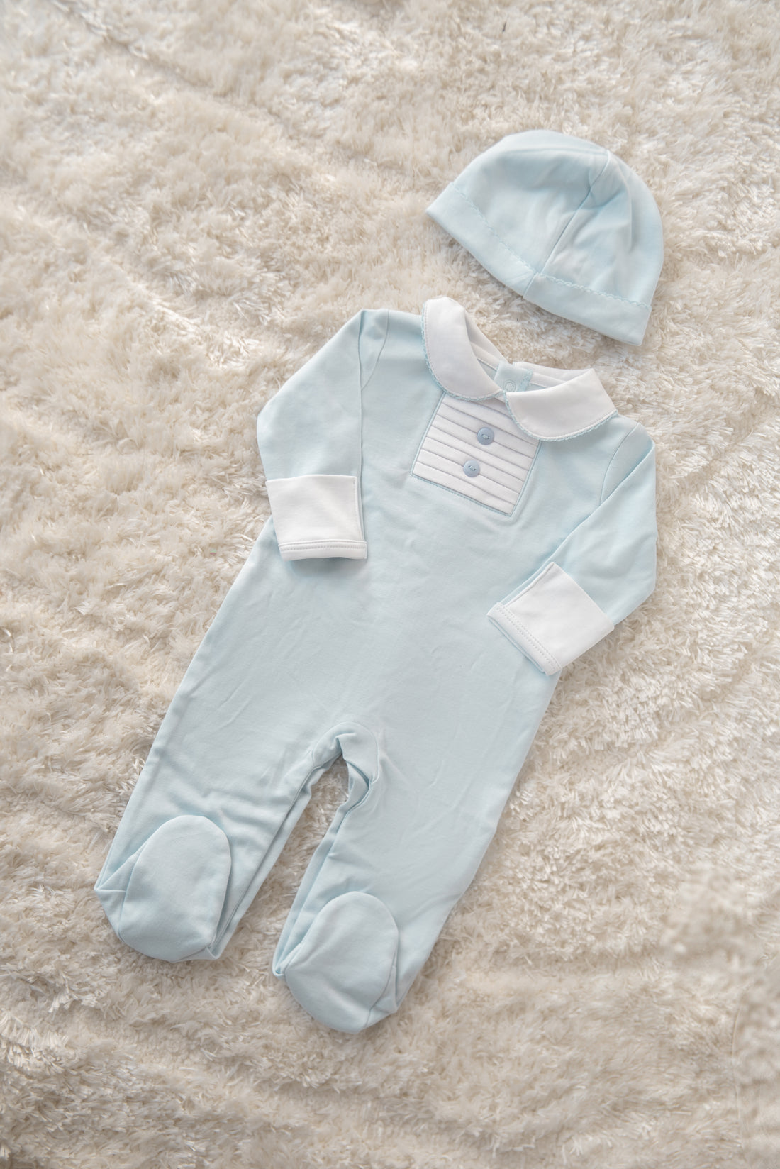 GIFT BOX Guardian Angel Pillow, Blanket & Bib Set – Premium Pima Cotton Baby Romper with Button Details