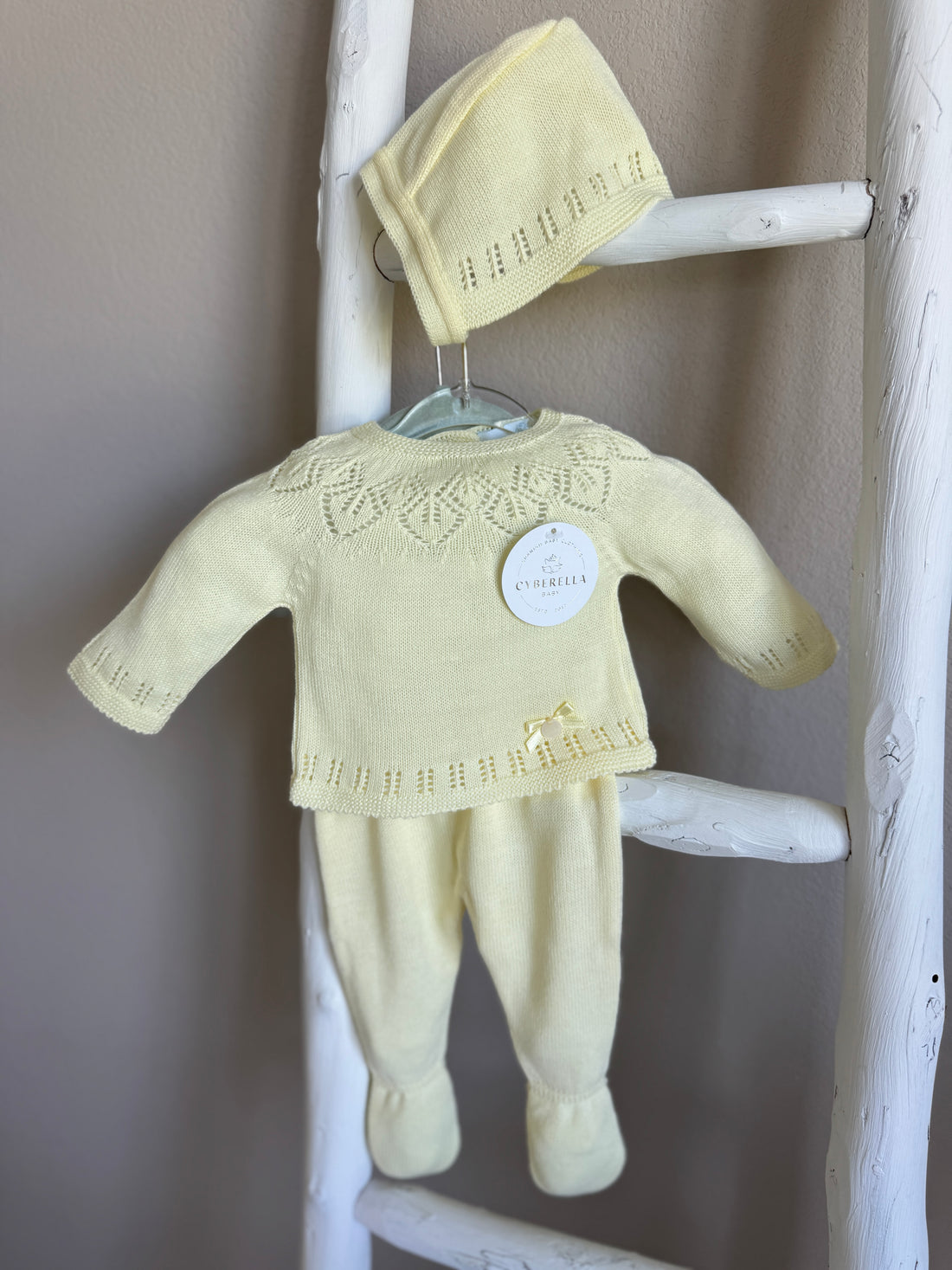 Yellow Lullaby Charm Knit Baby Set – 4-Piece Outfit #C4003