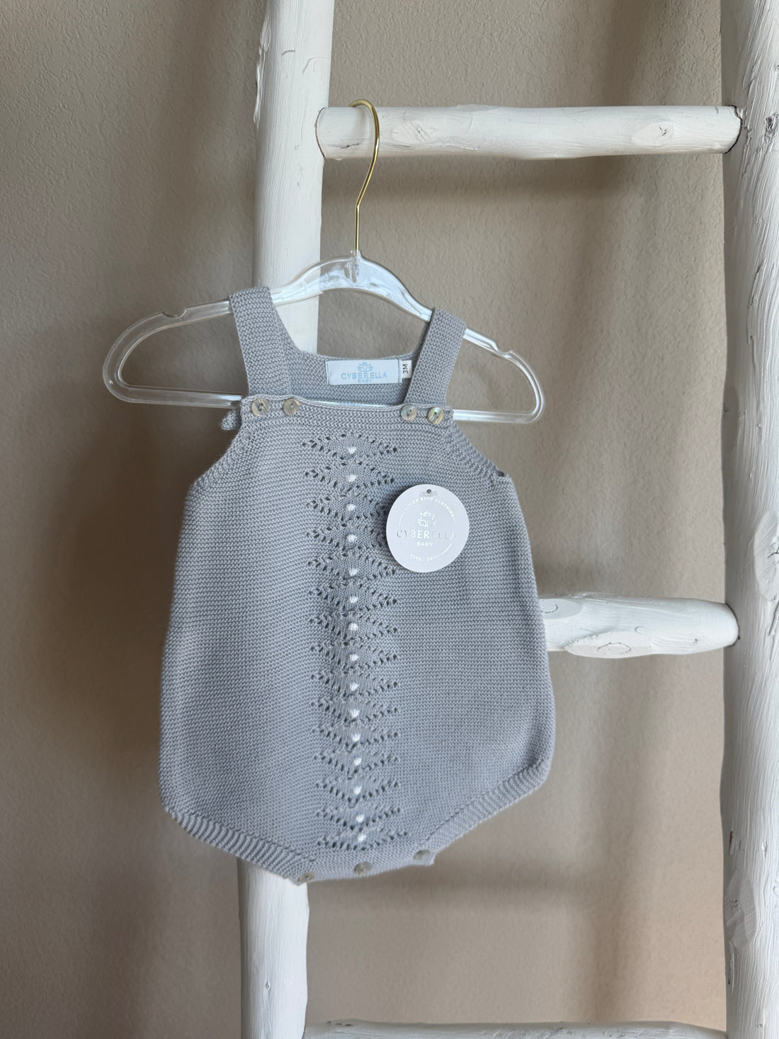 Polka Dot Knit Baby Romper – Button Strap Style  #SP4064