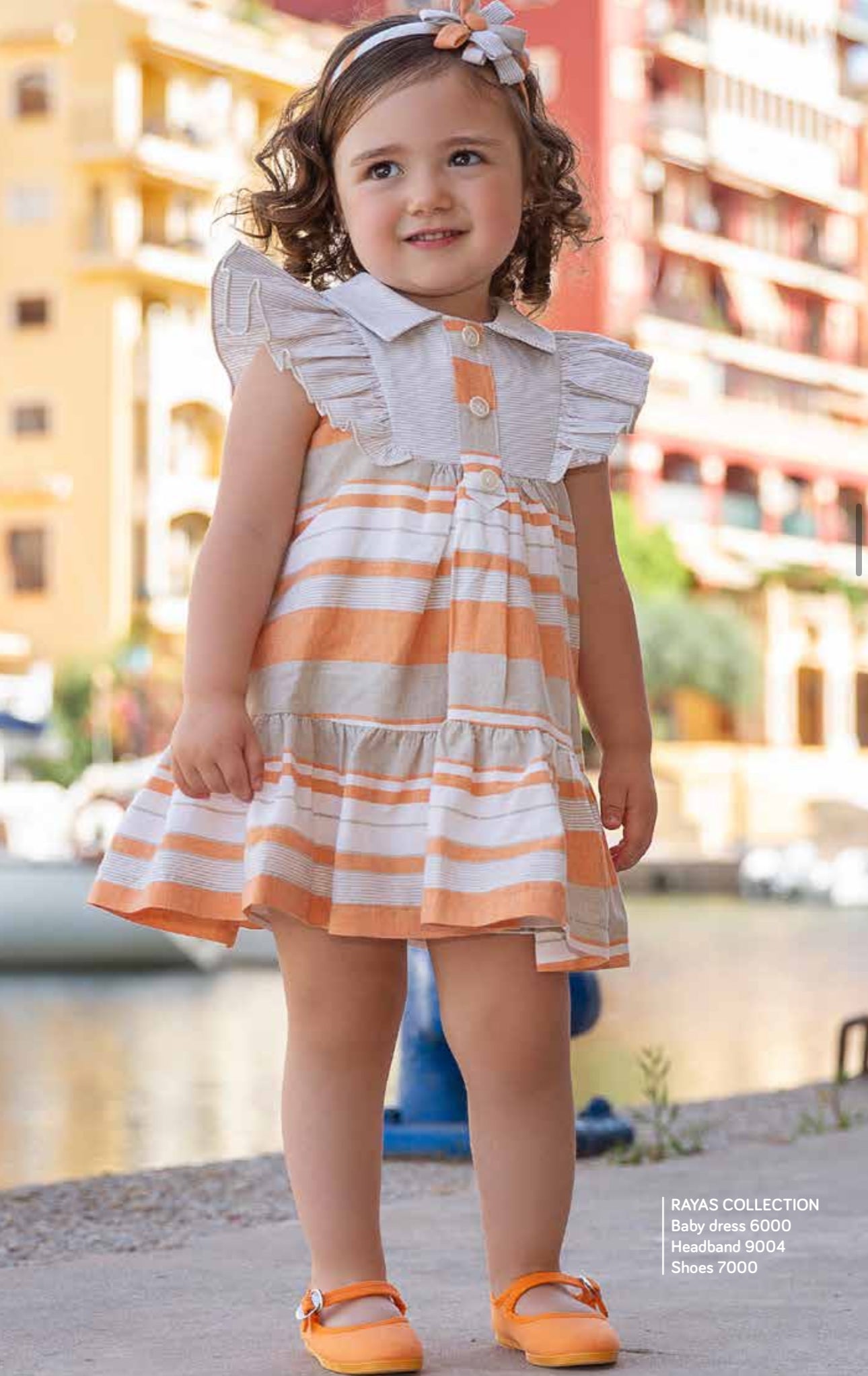 BABY DRESS RAYAS ORANGE/SAND - 6000