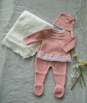 Tiny Dots & Snuggles Baby Knit Set – 3 Pieces C8015