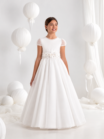 First Communion Dress Model #7201 Fantasy Short Sleeve