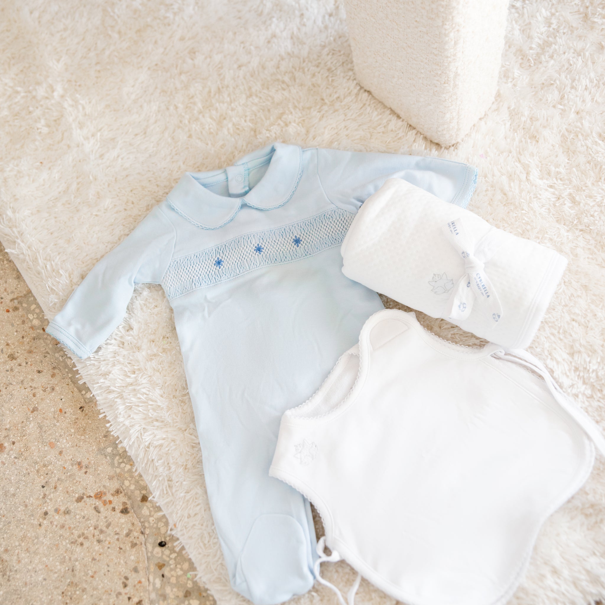 Pima Cotton Smocked Romper with Hat | Soft Baby Outfit for First Wear