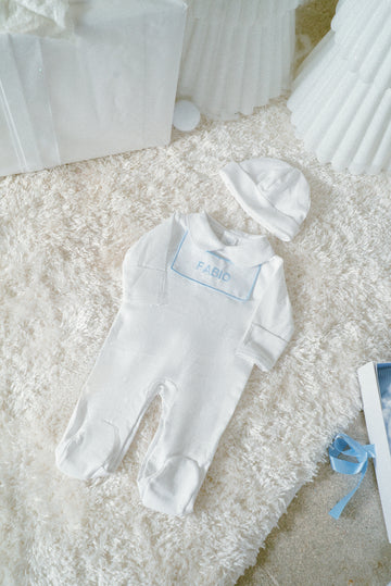 White Pima Cotton Baby Romper with Front Button Detail | Stylish Infant Outfit