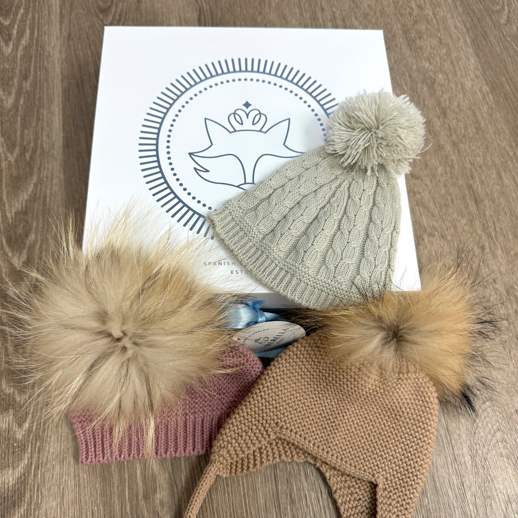 Knitted and fur Baby Hats