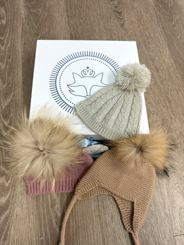 Knitted and fur Baby Hats