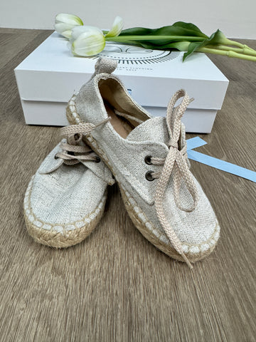 Natural Linen Baby Boy Espadrilles - lace up