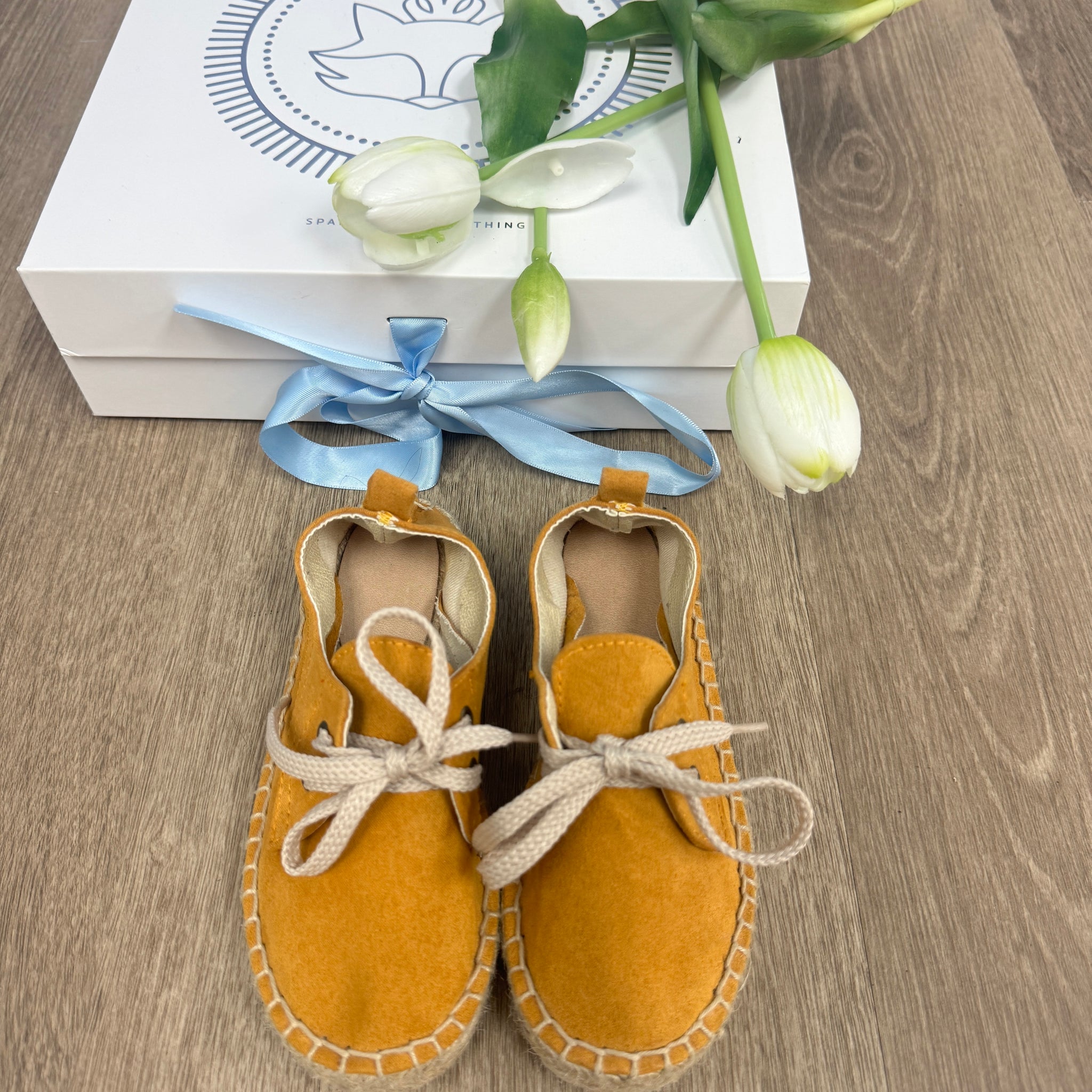 Mustard Yellow Suede Espadrilles for Boys – Lace-Up Style