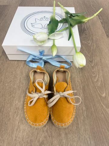 Mustard Yellow Suede Espadrilles for Boys – Lace-Up Style