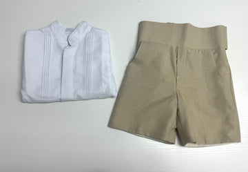 Classic Linen Boy Outfit with Ivory Shorts