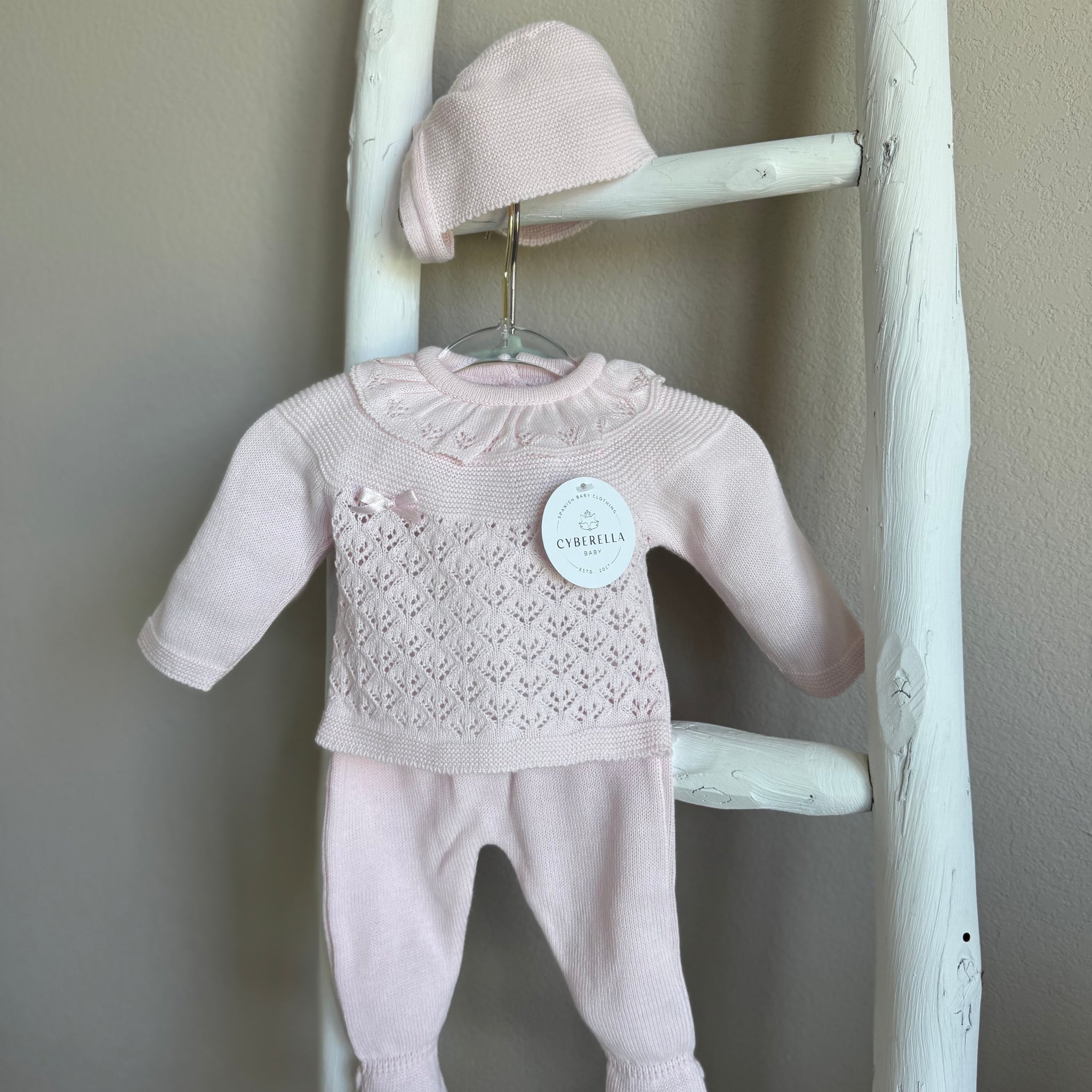 Heirloom Blush 3- piece Baby Knit Set #C4015