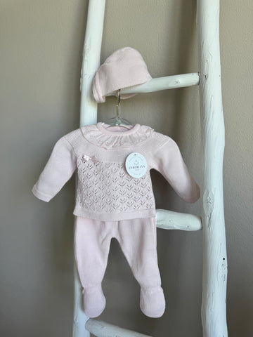 Heirloom Blush 3- piece Baby Knit Set #C4015