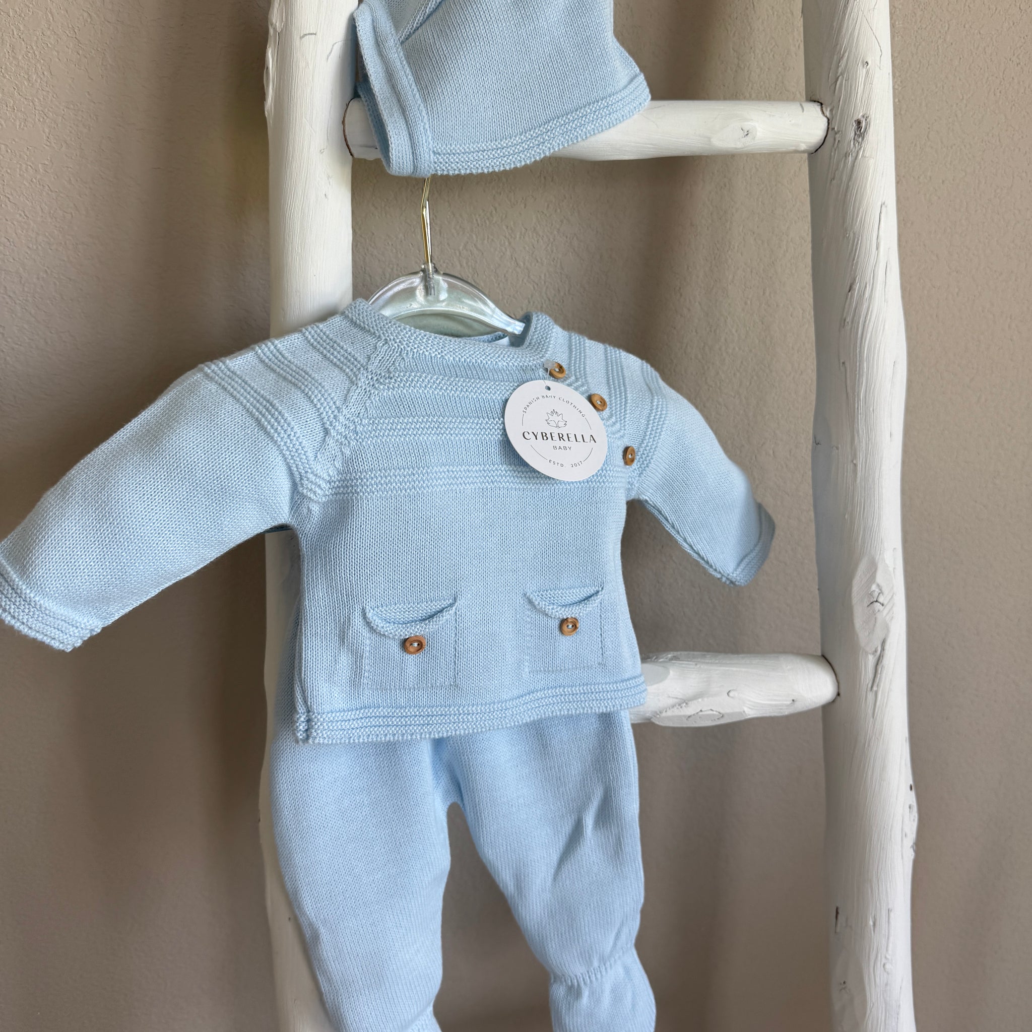 Buttons & Giggles – 3-Piece Knit Baby Set  #C6004