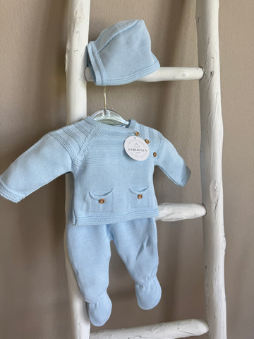 Buttons & Giggles – 3-Piece Knit Baby Set  #C6004