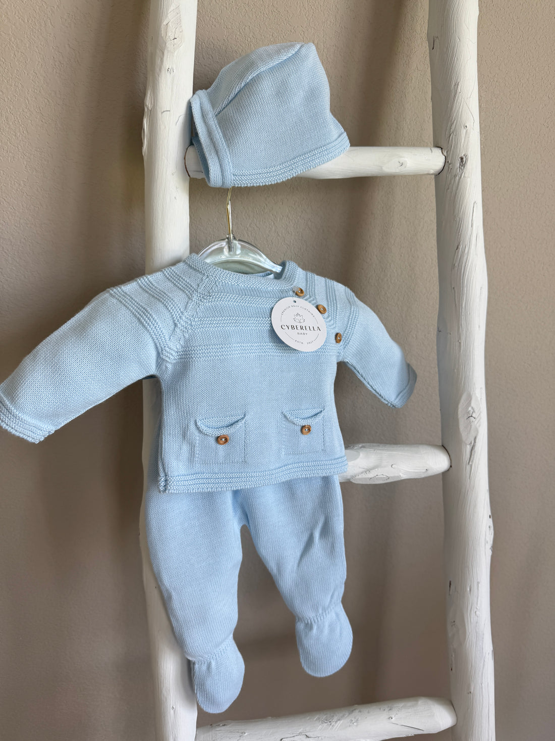 Buttons & Giggles – 3-Piece Knit Baby Set  #C6004