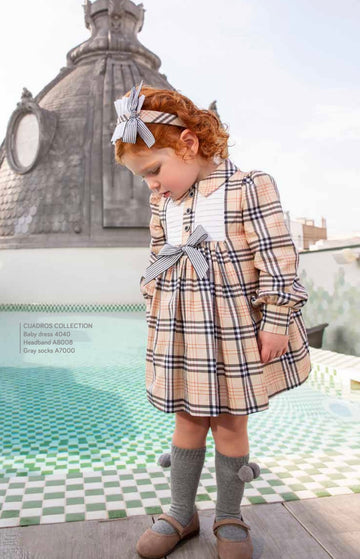 Plaid Baby Dress with Bow – Elegant & Timeless