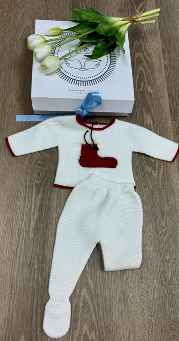 Red boot Knitted baby set