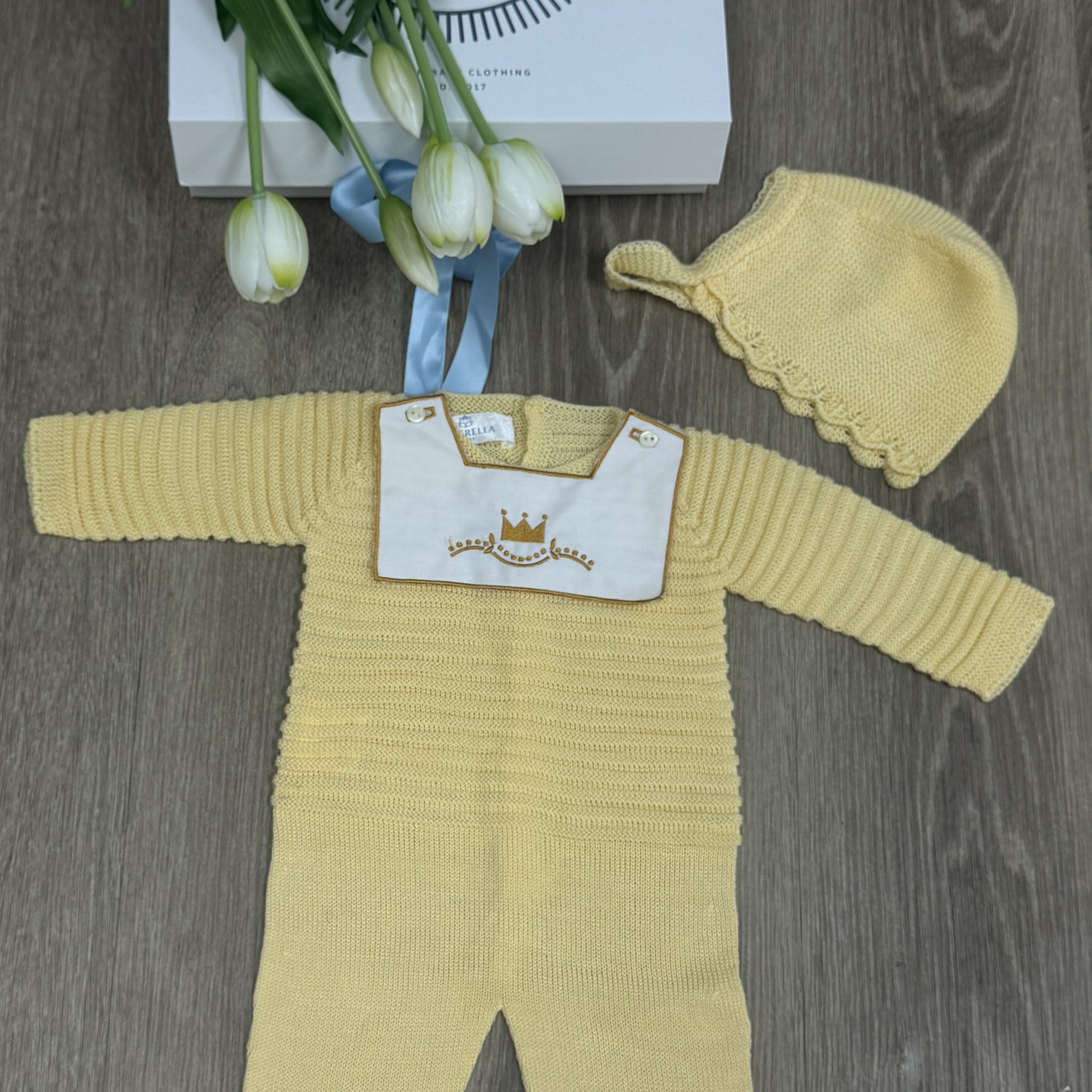 Sunbeam Knit Romper - matching hat