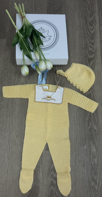 Sunbeam Knit Romper - matching hat