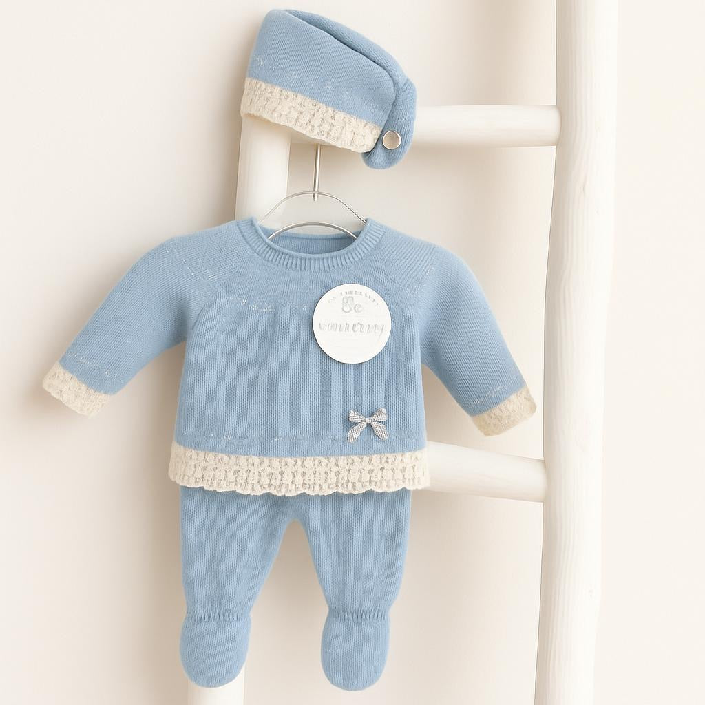 Sweet Little Things – 3-Piece Baby Knit Set with Lace Detail #C4000
