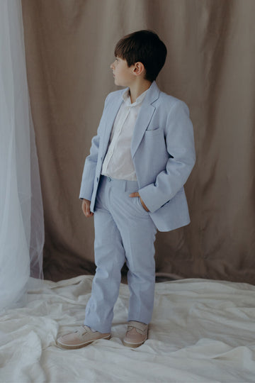 Linen Suit for Boys in Light Blue Color - First Communion and Special Linen Suit for Boys in Light Blue Color - First Communion and Special