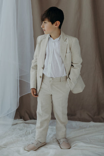 Linen Suit for Boys in Ivory Color - First Communion and Special Events