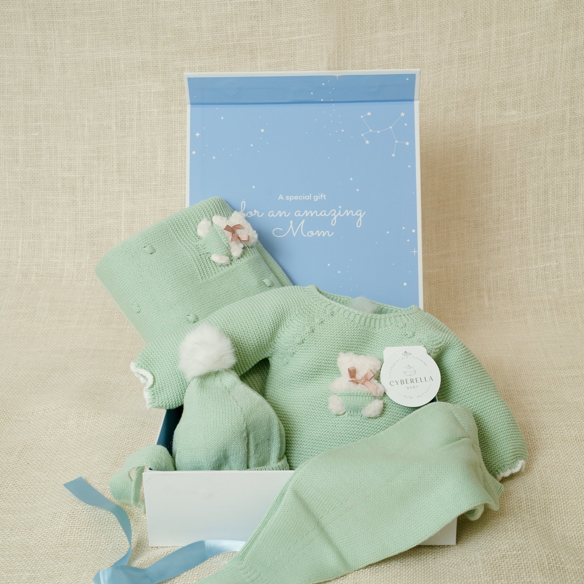 Baby Mint Dream Set - Four Pieces Knitted Outfit for Newborn