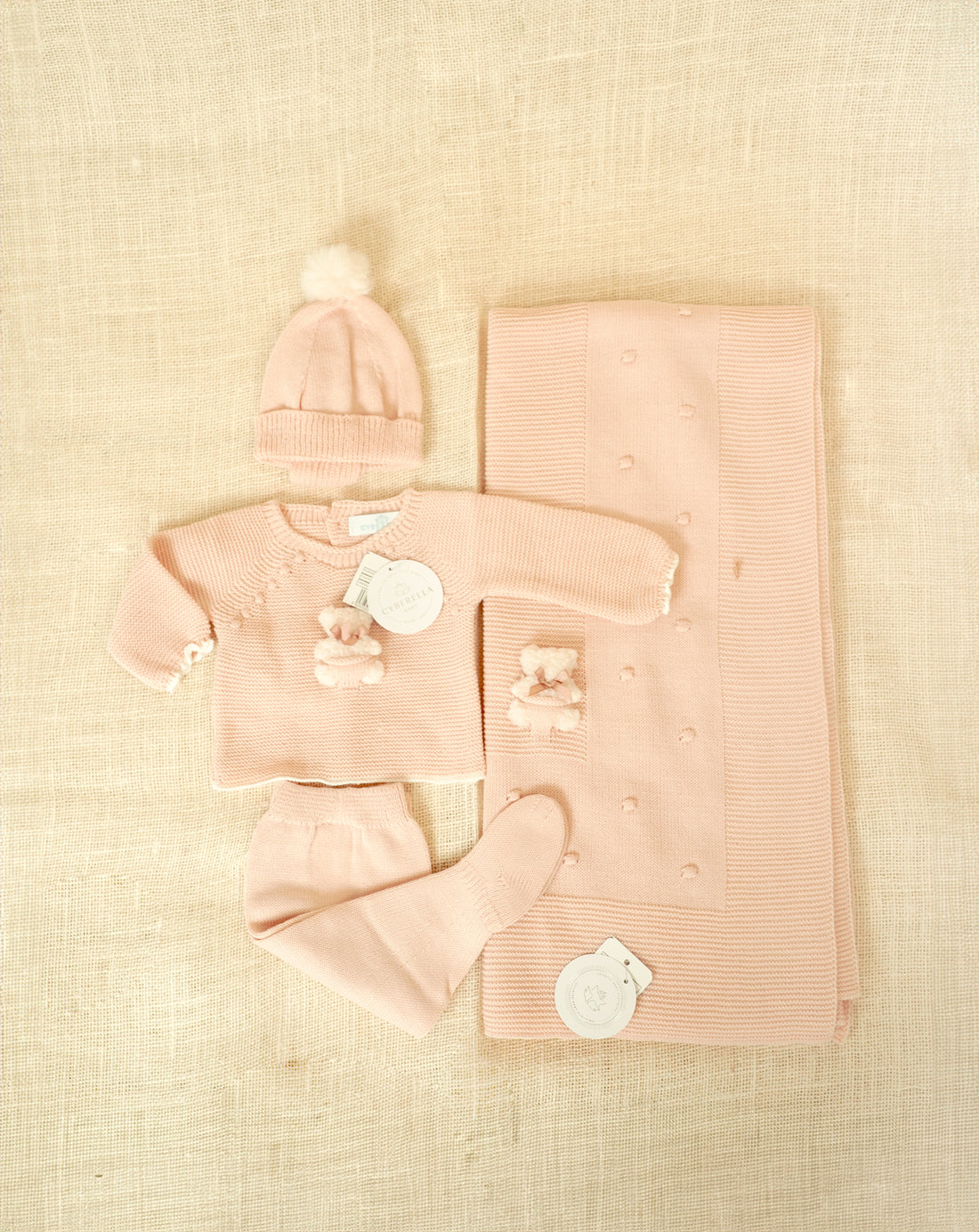 Blush pink Dream Set - Four Pieces Knitted Outfit for Newborn