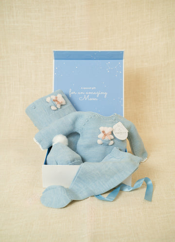 BABY BLUE Dream Four Pieces Knitted Outfit for Newborn