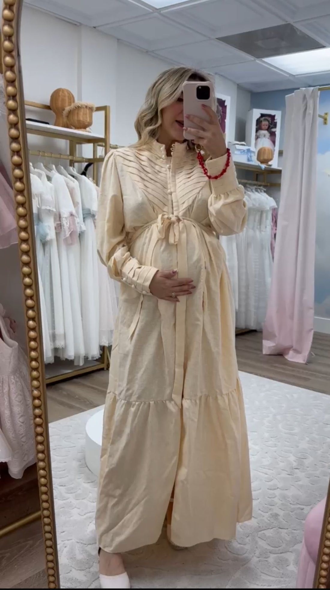 Premium Maternity Robe: 50% Linen & 50% Cotton