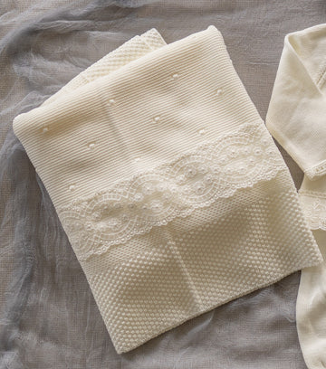 Knitted Blanket With lace #HT6010R