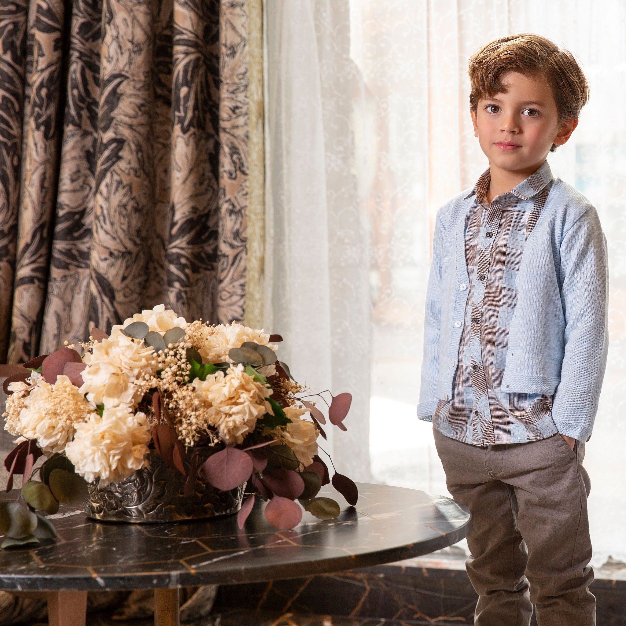 Sweet Tartan Boy's Set #4028 | Stylish Outfit for Kids | Perfect for Holiday Events