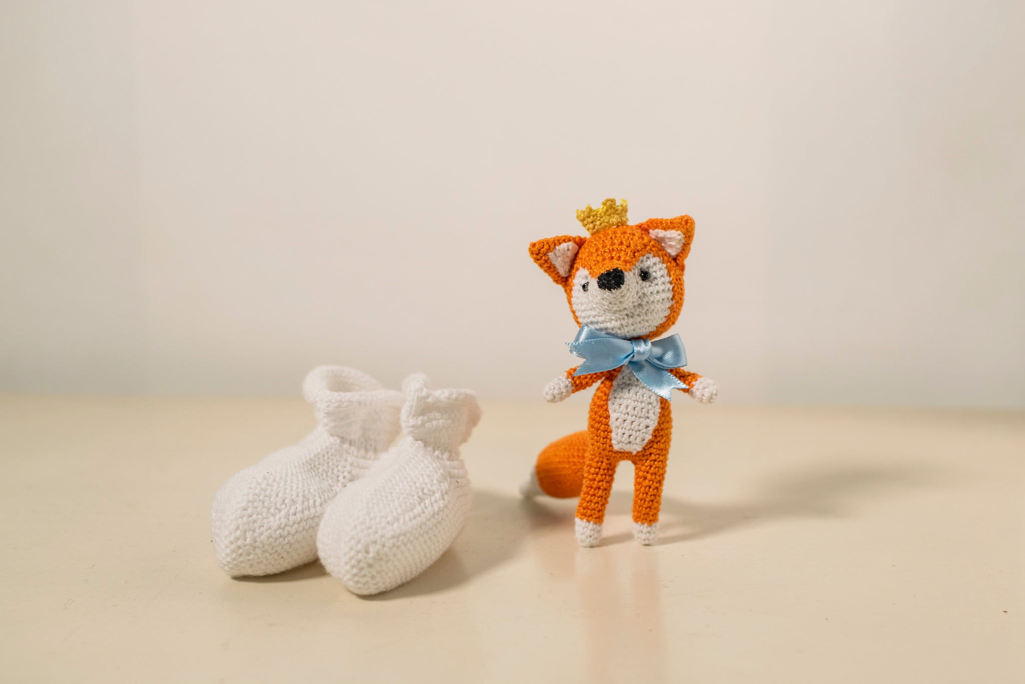 Knitted Cotton Baby Booties - NB Size - Made in Spain