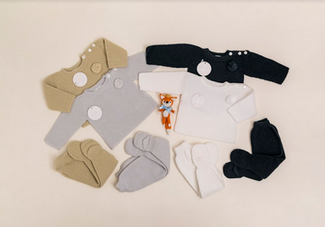 Elegant Knit Baby Set – pom pom Sweater & Footed Pants